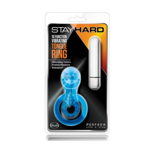 STAY HARD VIBRATING TONGUE RING BLUE