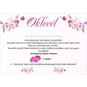 OKLEVÉL LÁNYBÚCSÚRA