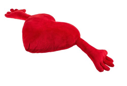 SZÍV ALAKÚ PLÜSSPÁRNA KEZEKKEL