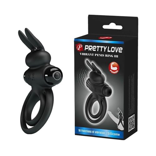 PRETTY LOVE VIBRANT PENIS RING 3 FEKETE NYUSZI