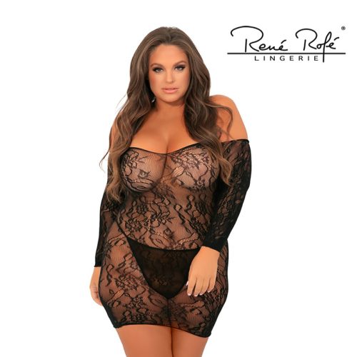 RENÉ ROFÉ SEDUCTIVE LACE DRESS FEKETE XL/2XL