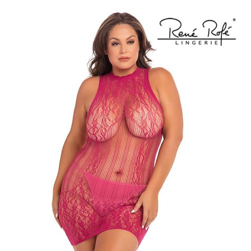 RENÉ ROFÉ RECKLESS LACE MINIDRESS PINK