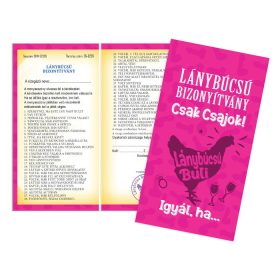 LÁNYBÚCSÚ CSAK CSAJOK BIZONYÍTVÁNY