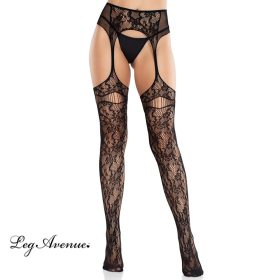 LEG AVENUE VIRÁGMINTÁS COMBFIX HARISNYATARTÓVAL