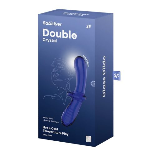 SATISFYER DOUBLE CRYSTAL GLASS DILDO BLUE